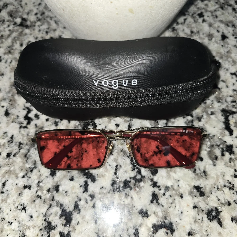 Vogue Red Patterned Sunglasses with Black Case - Picture 2 of 4